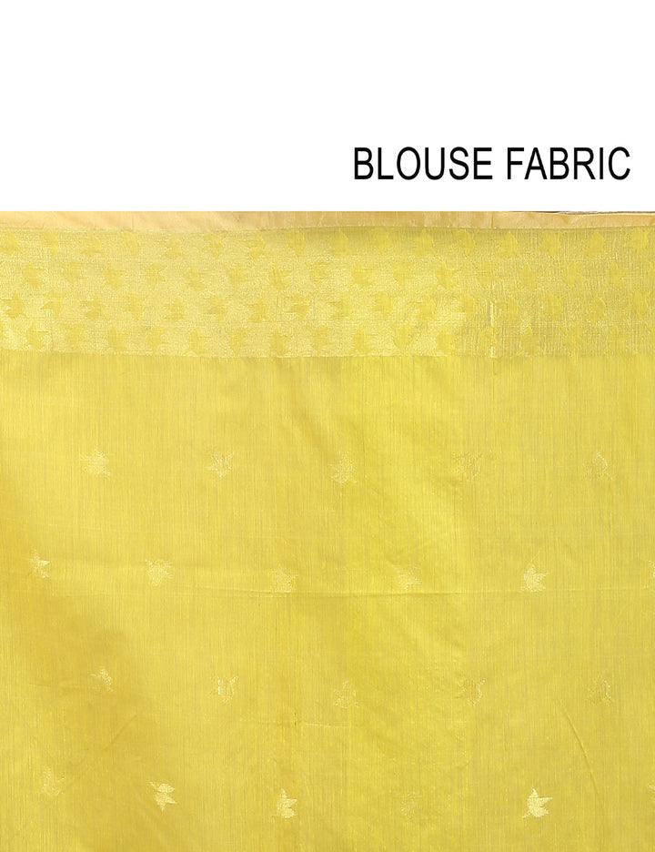 Grey and yellow handloom art silk and cotton bengal saree