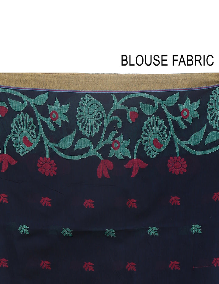 Pink and blue handloom art silk and cotton bengal saree