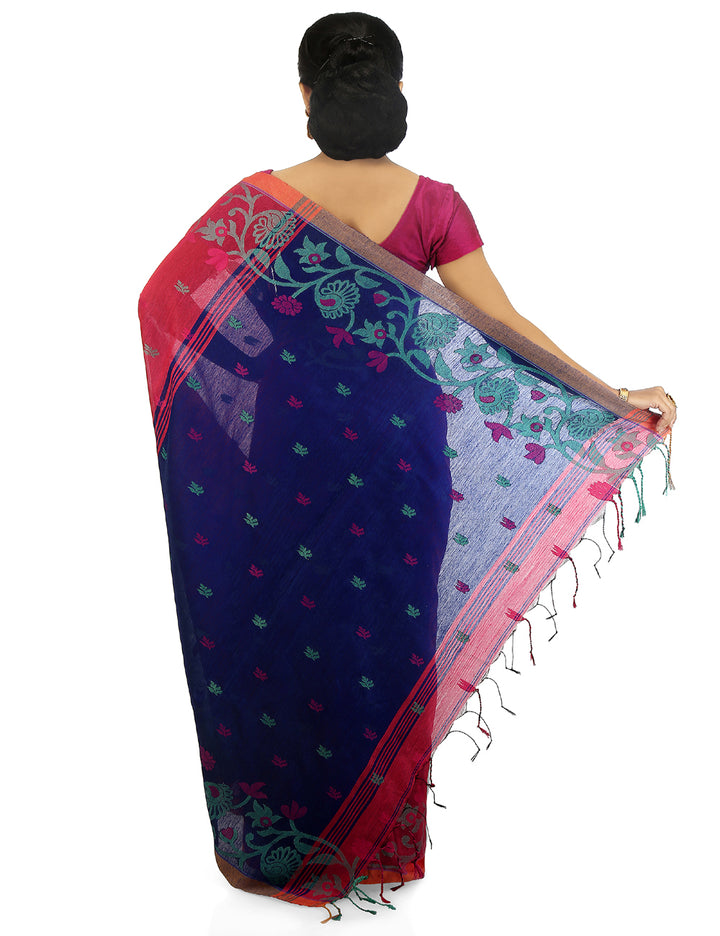 Light pink handloom art silk and cotton bengal saree