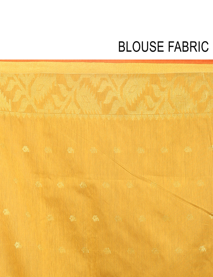 Red and yellow handloom art silk and cotton bengal saree