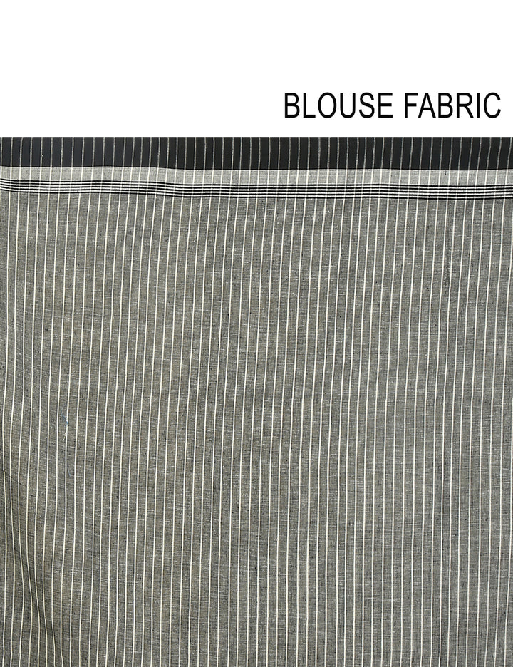 Grey and white handwoven cotton bengal saree