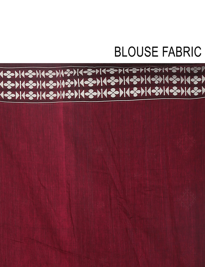 Dark magenta pink handwoven cotton bengal saree