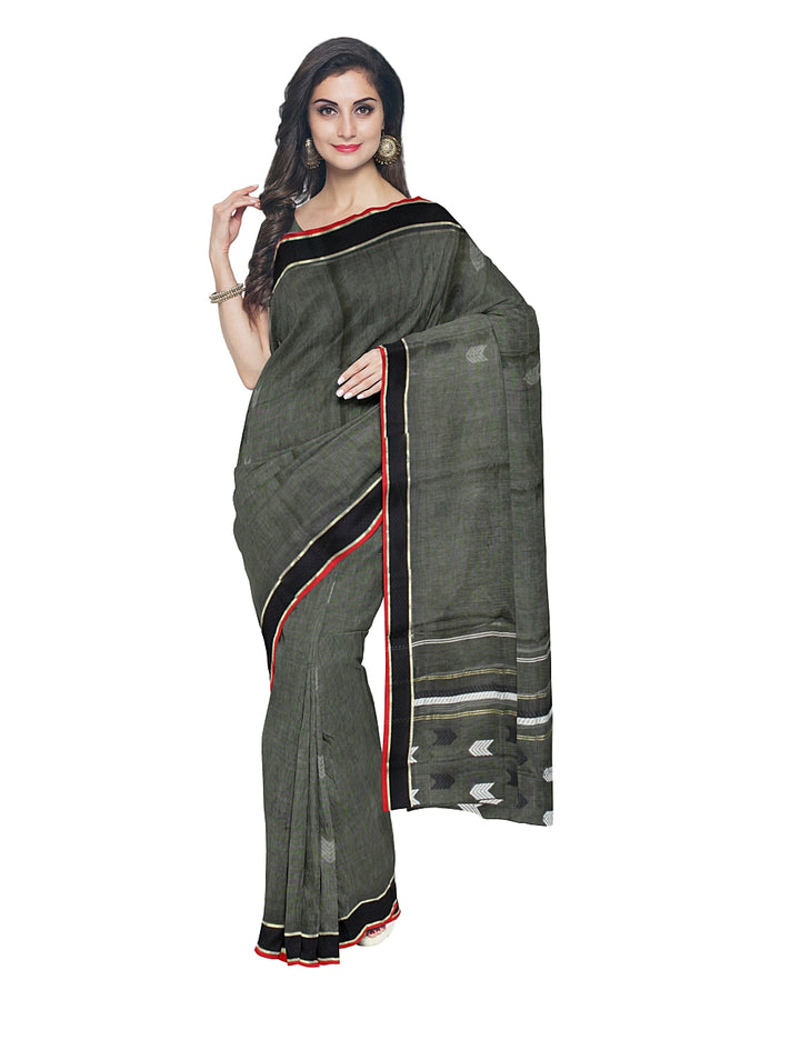 Handwoven Moss Green Bengal Saree