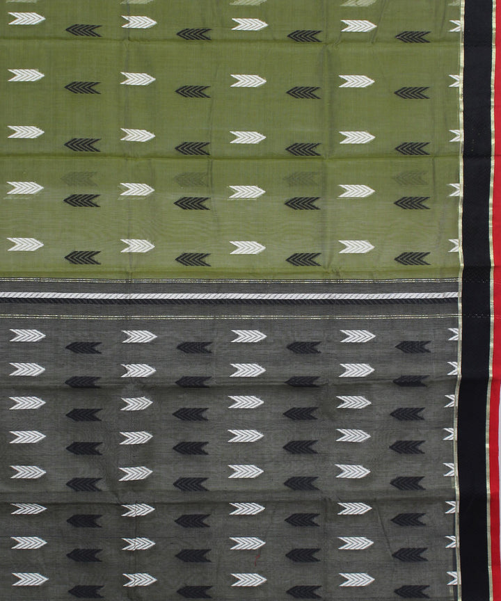 Handwoven Moss Green Bengal Saree