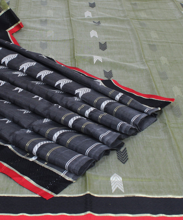 Handwoven Moss Green Bengal Saree