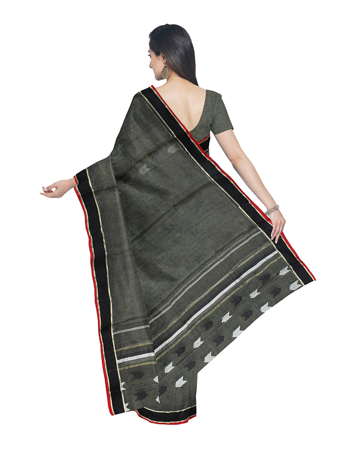 Handwoven Moss Green Bengal Saree