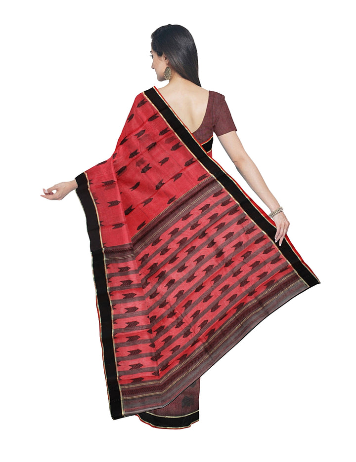 Bengal Handwoven Light Red Cotton Saree
