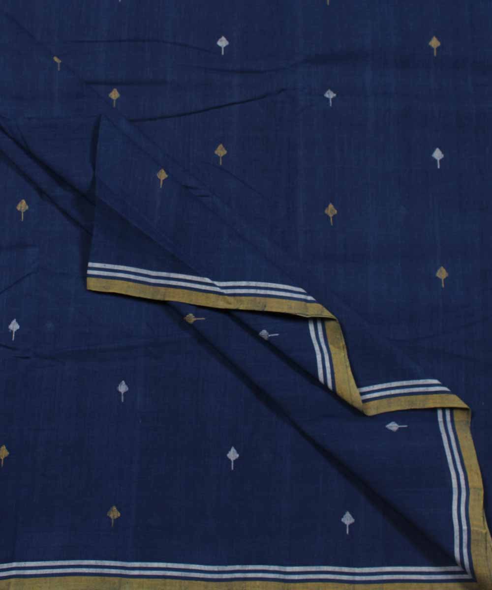 0.5m Navy blue handloom cotton natural dyed fabric