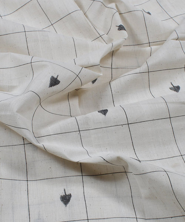 0.3m Off white checks cotton handloom fabric