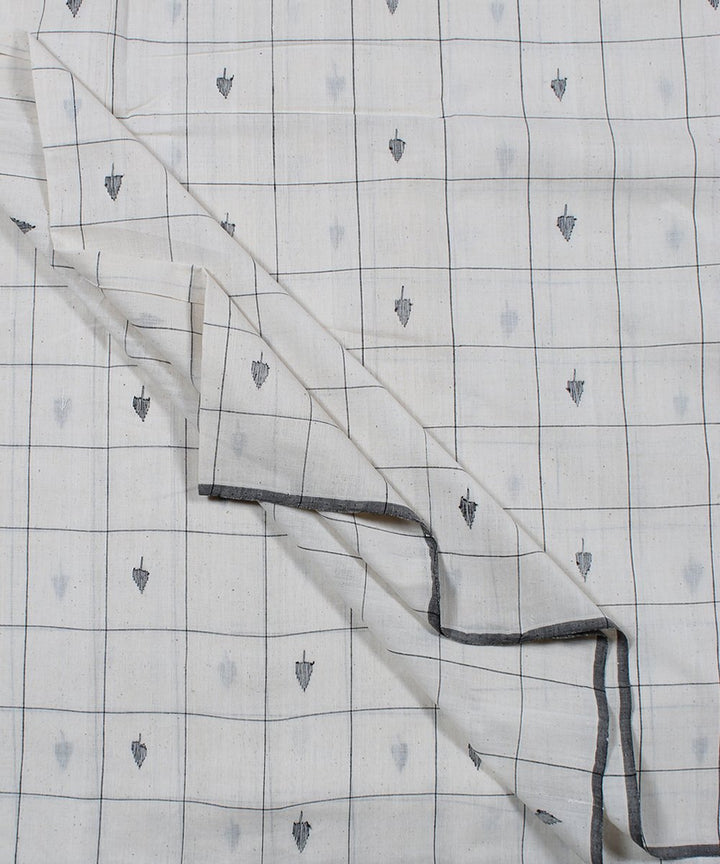 0.3m Off white checks cotton handloom fabric