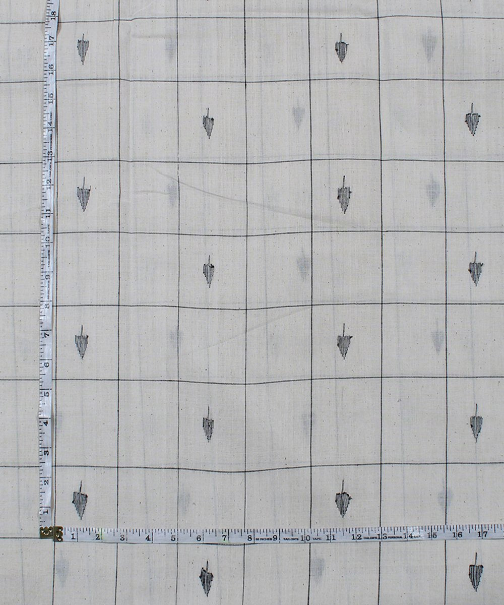 0.3m Off white checks cotton handloom fabric
