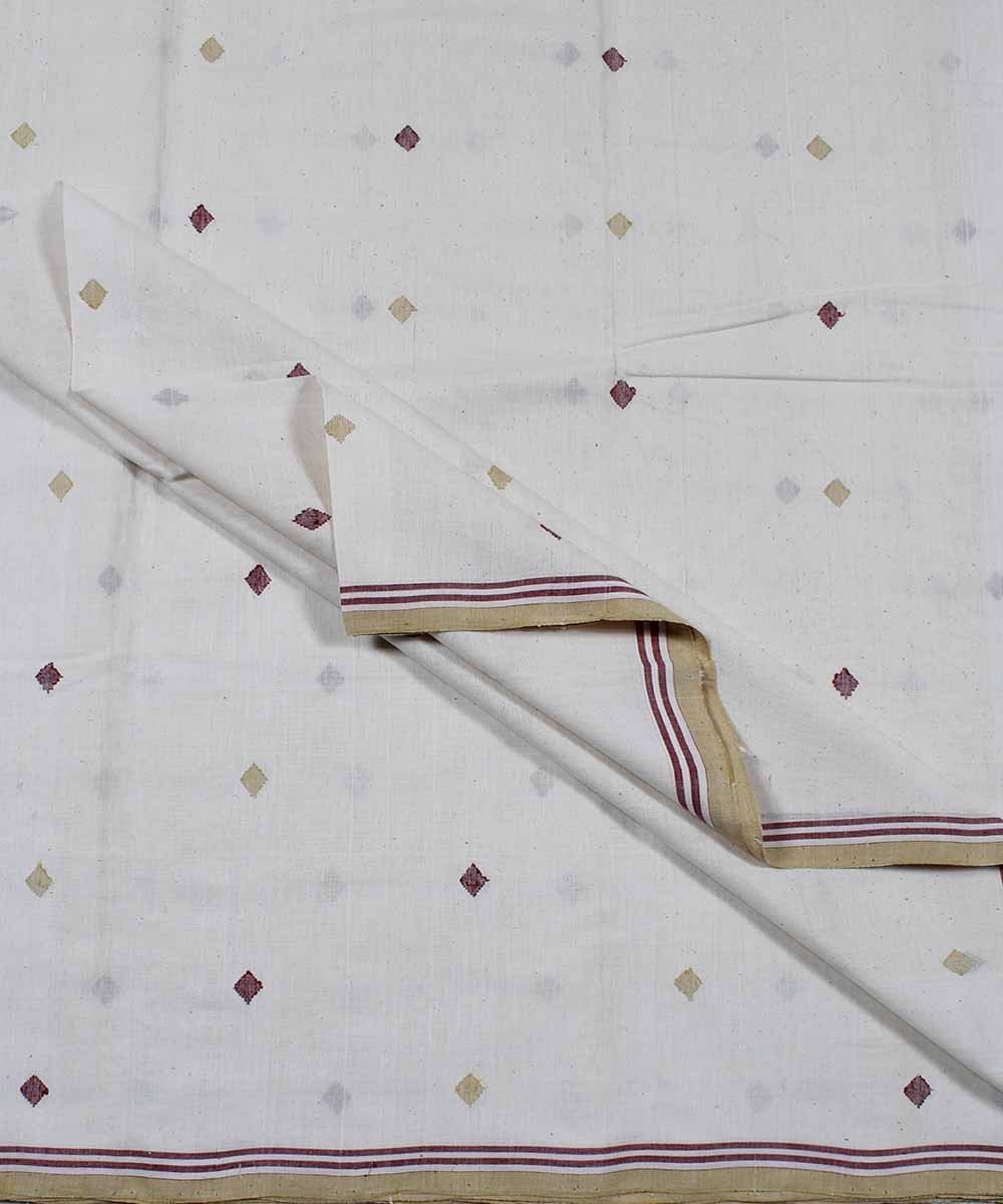 0.4m Off white diamond motif handloom fabric