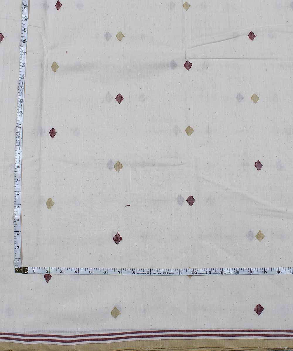 0.4m Off white diamond motif handloom fabric