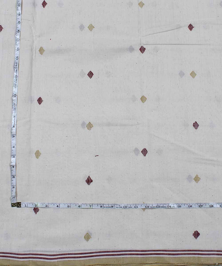 0.4m Off white diamond motif handloom fabric