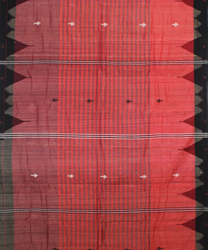 Red black handwoven tussar silk kotpad saree
