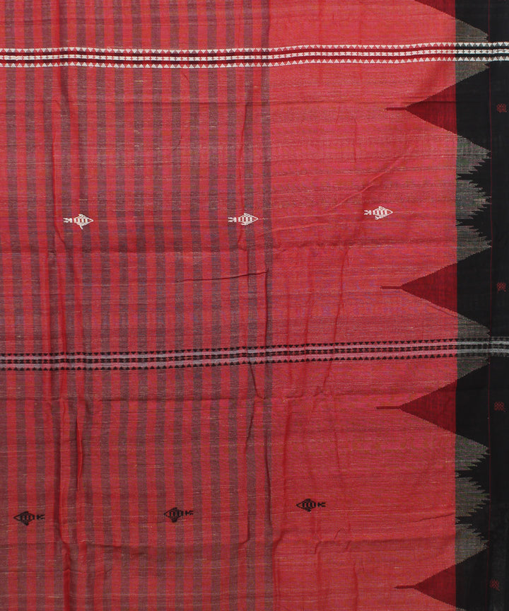 Red black handwoven tussar silk kotpad saree