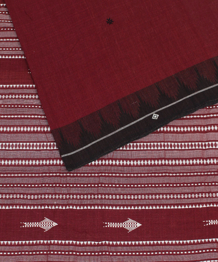Maroon black handwoven cotton kotpad saree