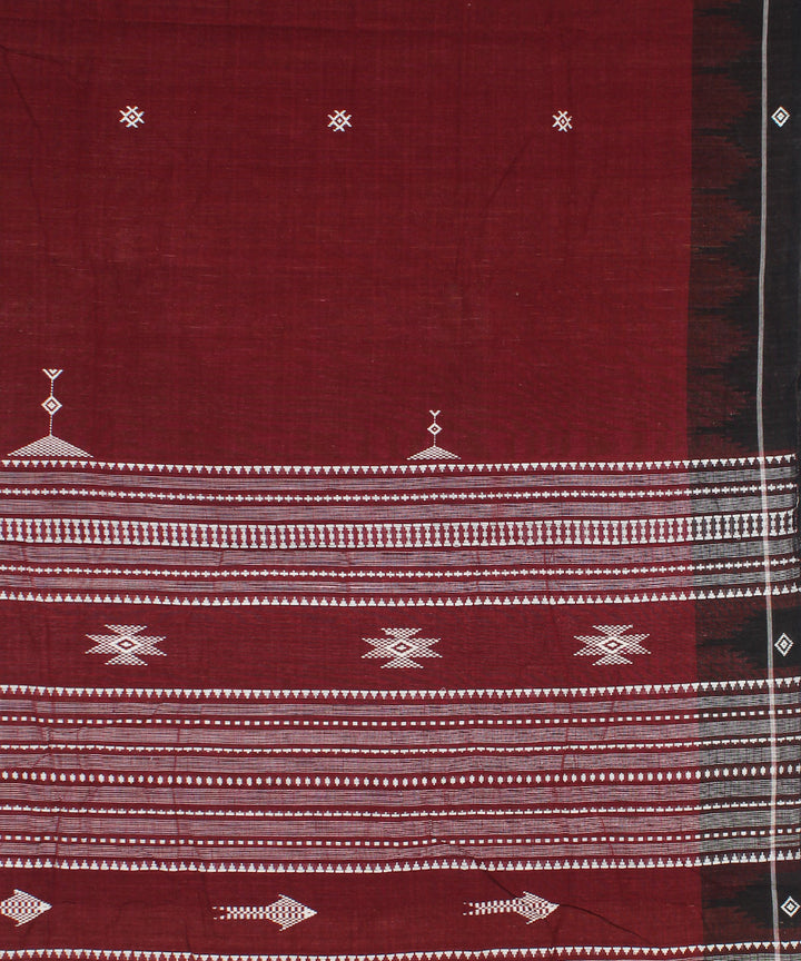 Maroon black handwoven cotton kotpad saree