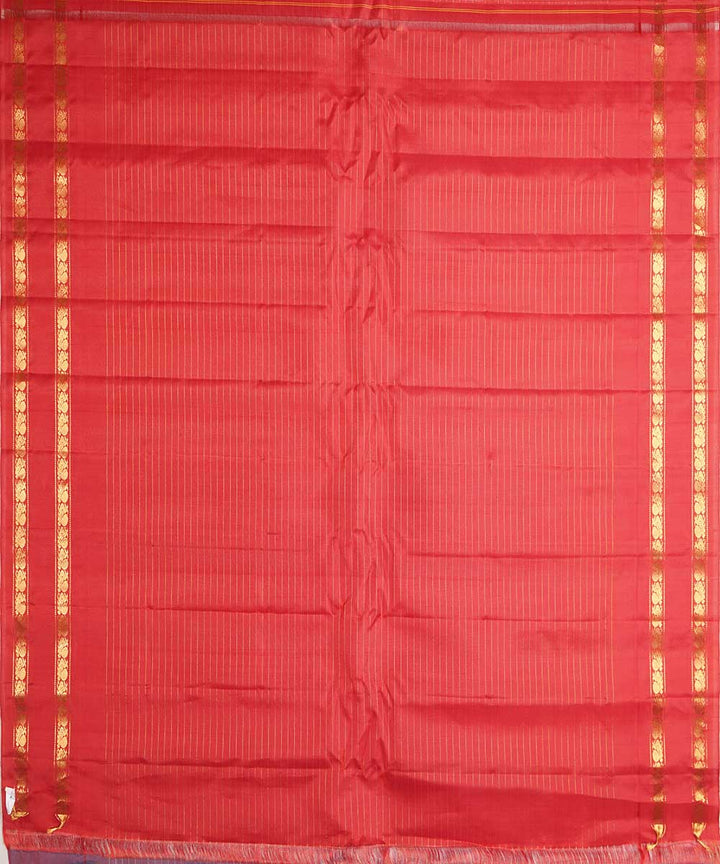 Dark green red handloom gadwal silk saree
