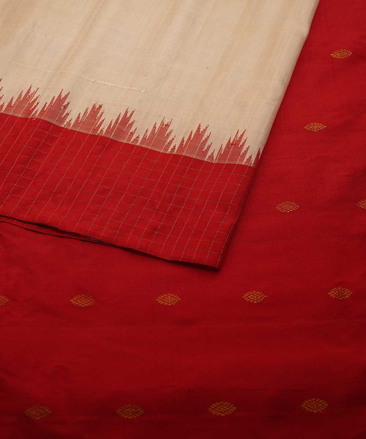 White red handwoven gadwal silk saree