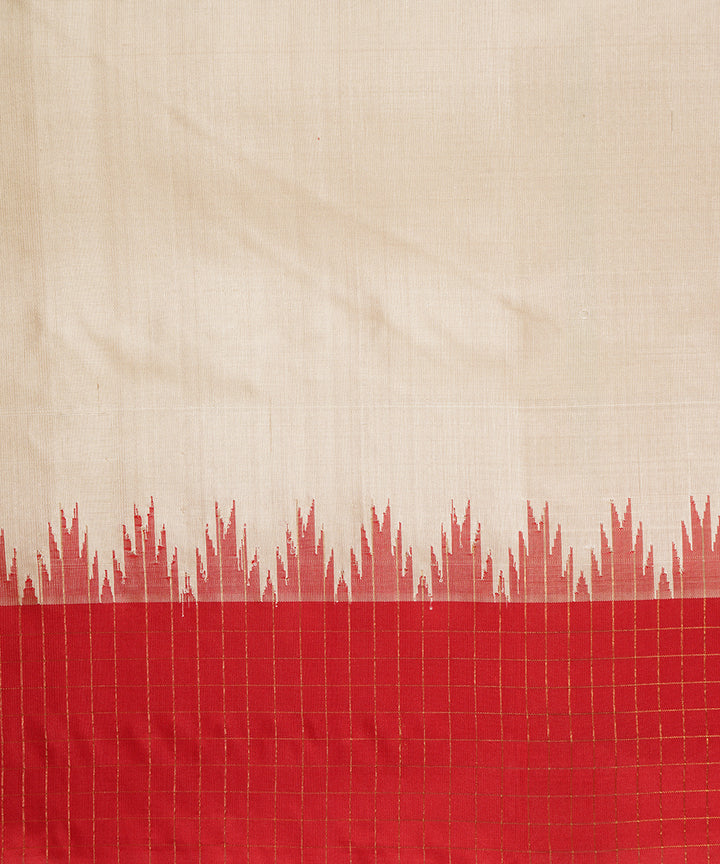White red handwoven gadwal silk saree