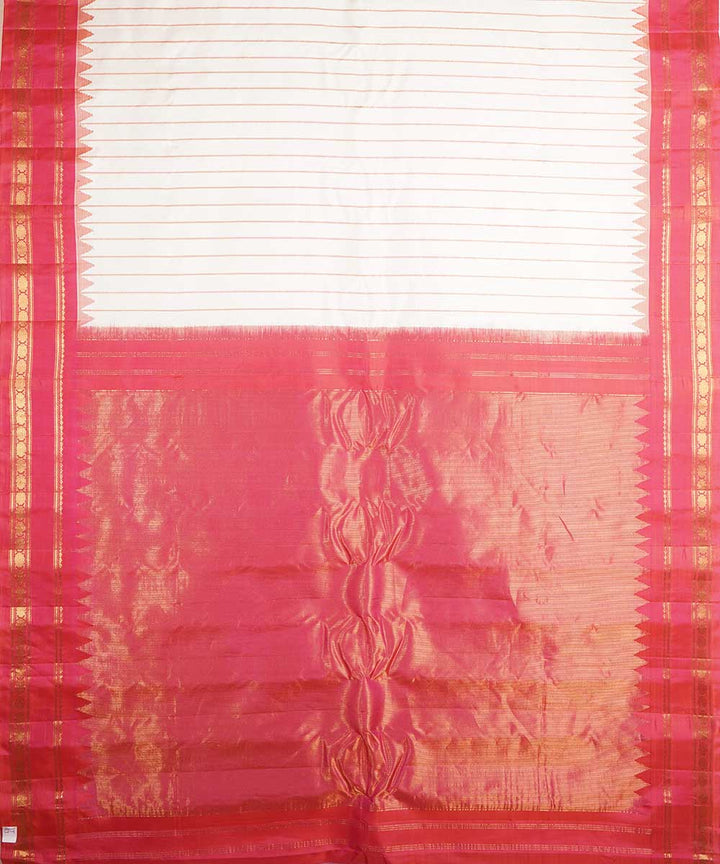 White red handloom gadwal silk saree