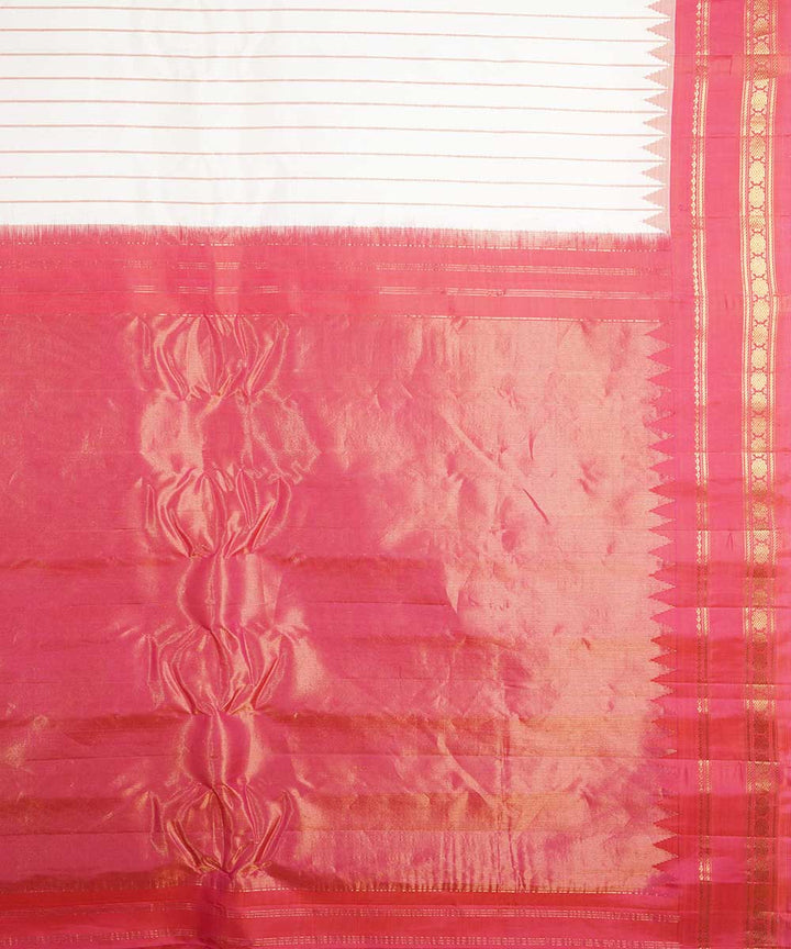 White red handloom gadwal silk saree