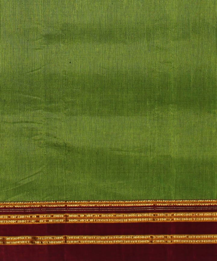 Green red handwoven cotton art silk gayatri border ilkal sari