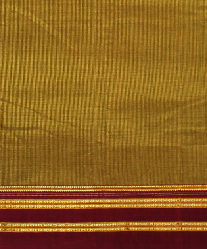 Mud brown red handwoven cotton art silk gayatri border ilkal sari