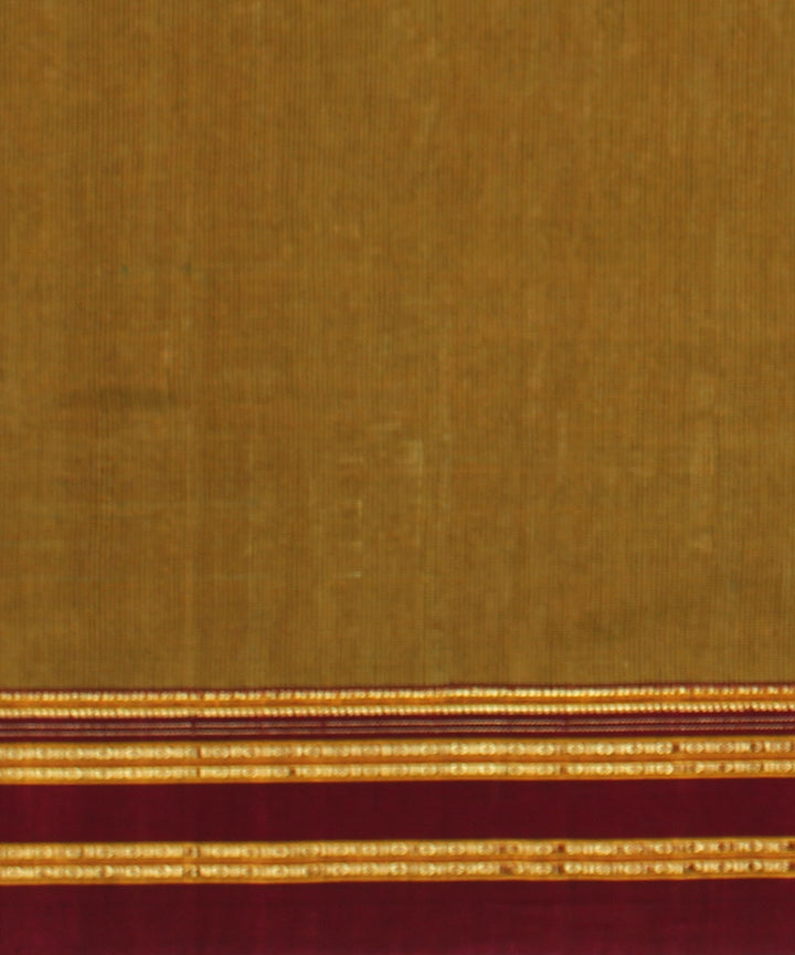 Brown red handwoven cotton art silk gayatri border ilkal sari