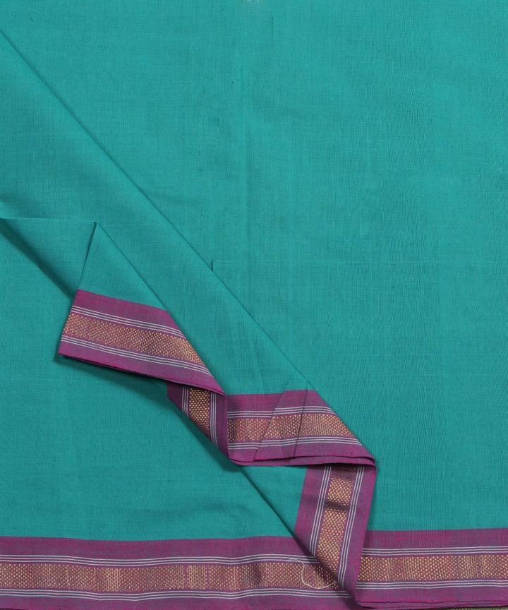 0.82m Teal blue handloom cotton fabric