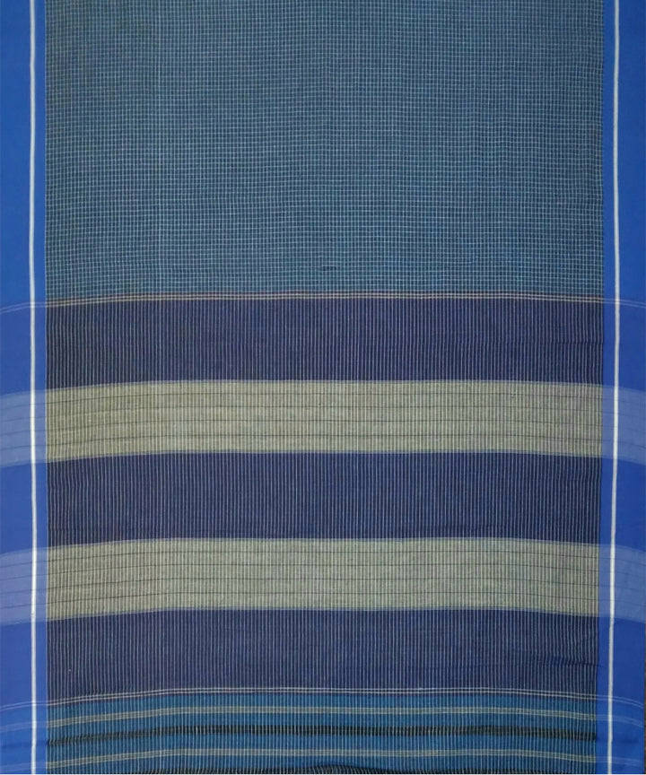 Blue checks handwoven cotton patteda anchu saree