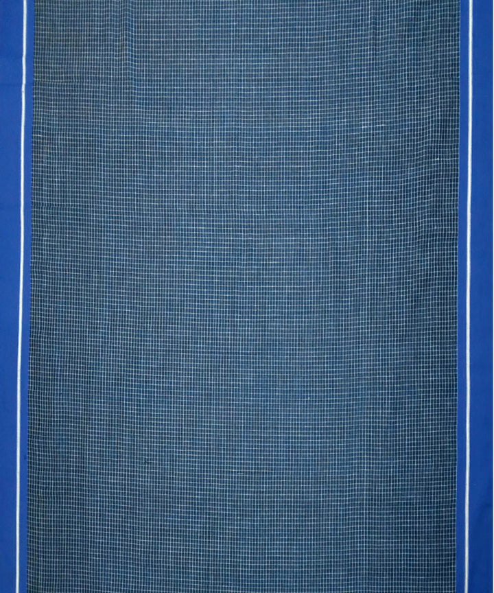 Blue checks handwoven cotton patteda anchu saree