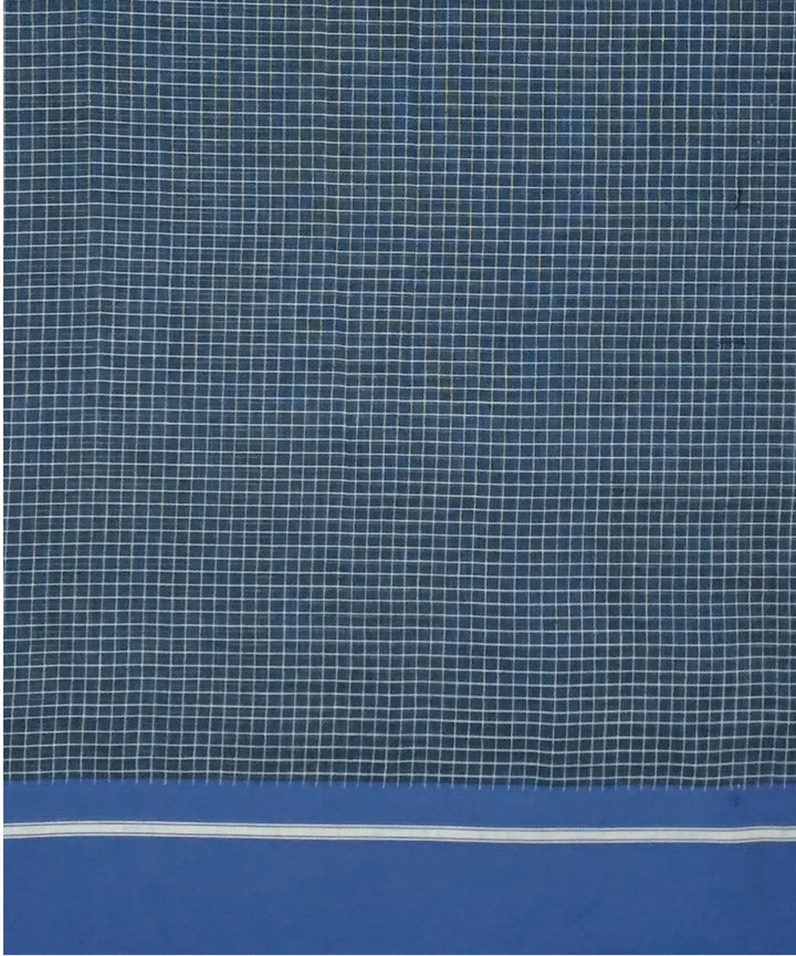 Blue checks handwoven cotton patteda anchu saree