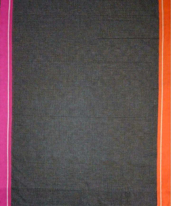 Black with pink orange borders handwoven cotton patteda anchu saree