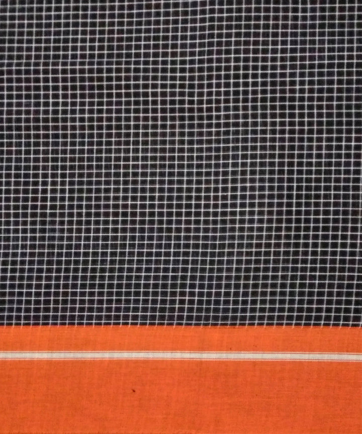 Black with pink orange borders handwoven cotton patteda anchu saree