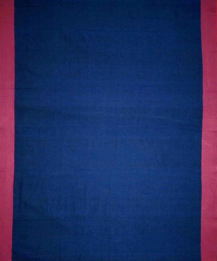 Navy blue with coral pink borders handwoven cotton patteda anchu saree