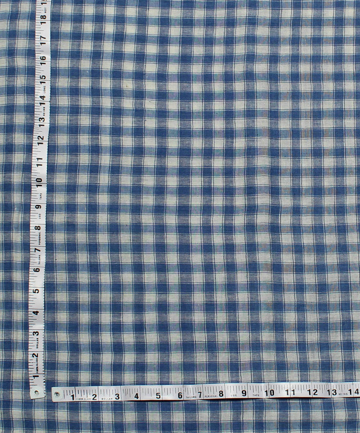 0.8m Sky blue white handwoven cotton checks fabric