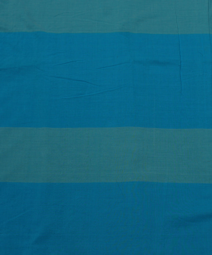 Sky blue handwoven cotton broad stripe fabrics