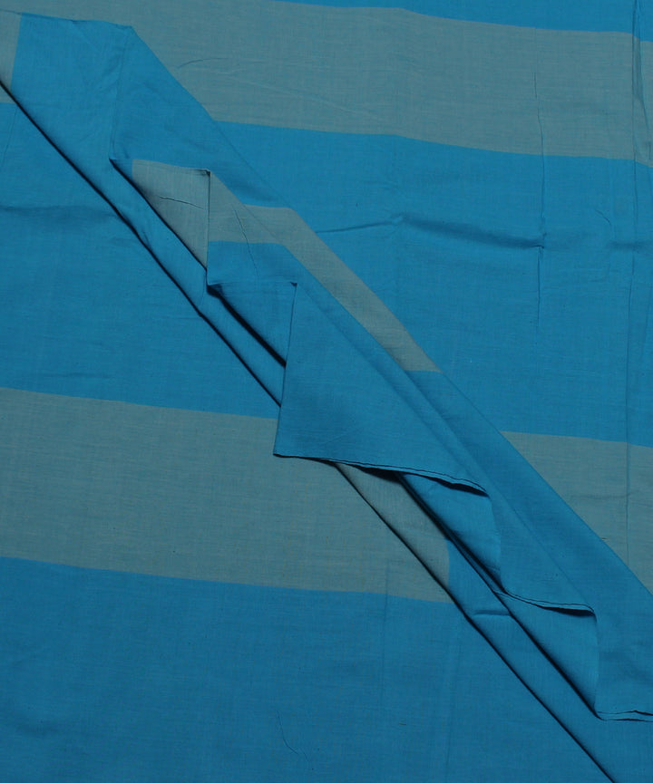 Sky blue handwoven cotton broad stripe fabrics