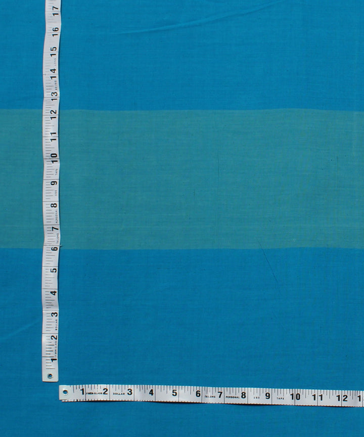 Sky blue handwoven cotton broad stripe fabrics