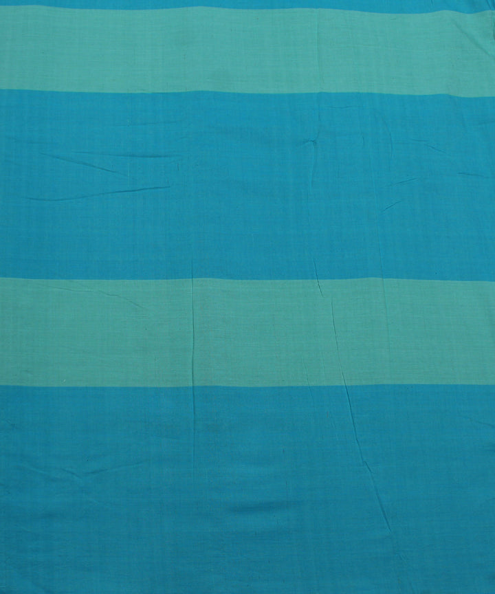 Blue shades handwoven cotton broad stripe fabric