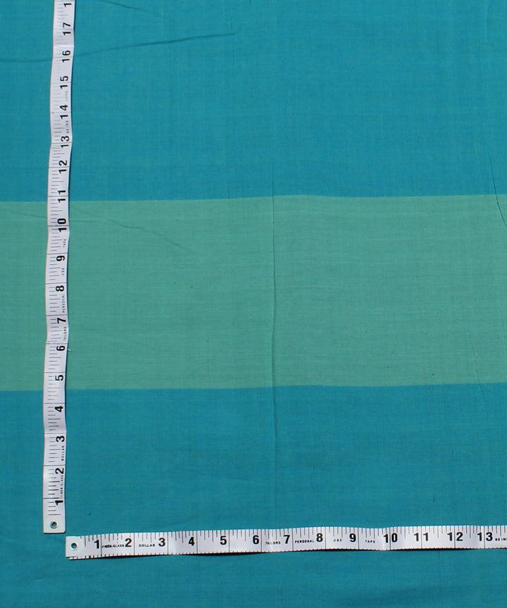 Blue shades handwoven cotton broad stripe fabric