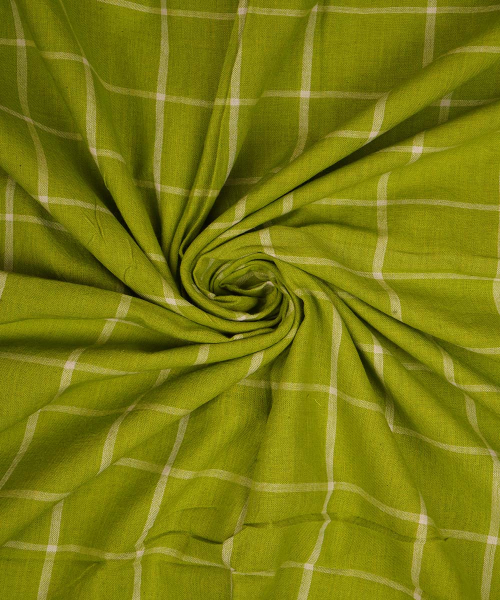 0.8m Green checks handwoven cotton fabric