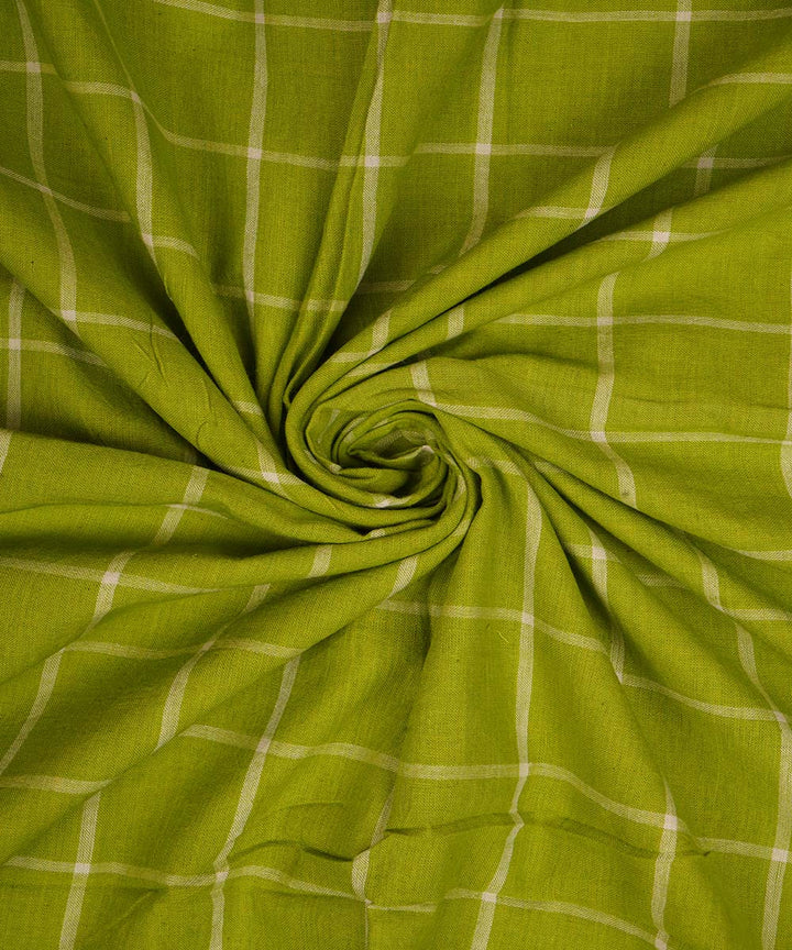 0.8m Green checks handwoven cotton fabric