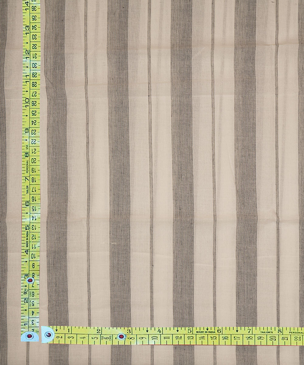 White black stripes handspun handwoven bengal cotton fabric