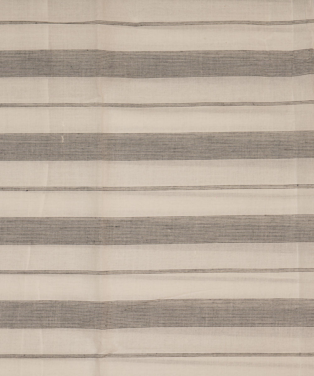 White black stripes handspun handwoven bengal cotton fabric
