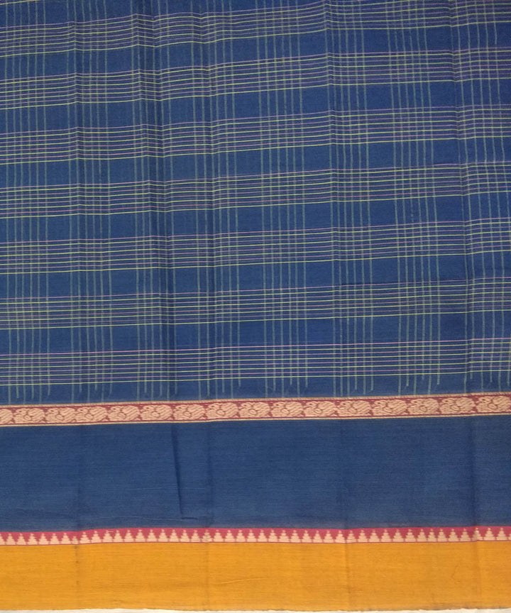 Blue yellow handwoven cotton narayanapet saree