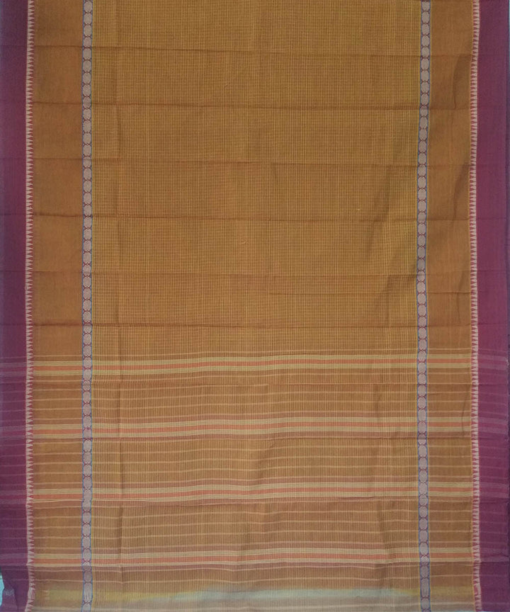 Light brown violet handwoven cotton narayanapet saree