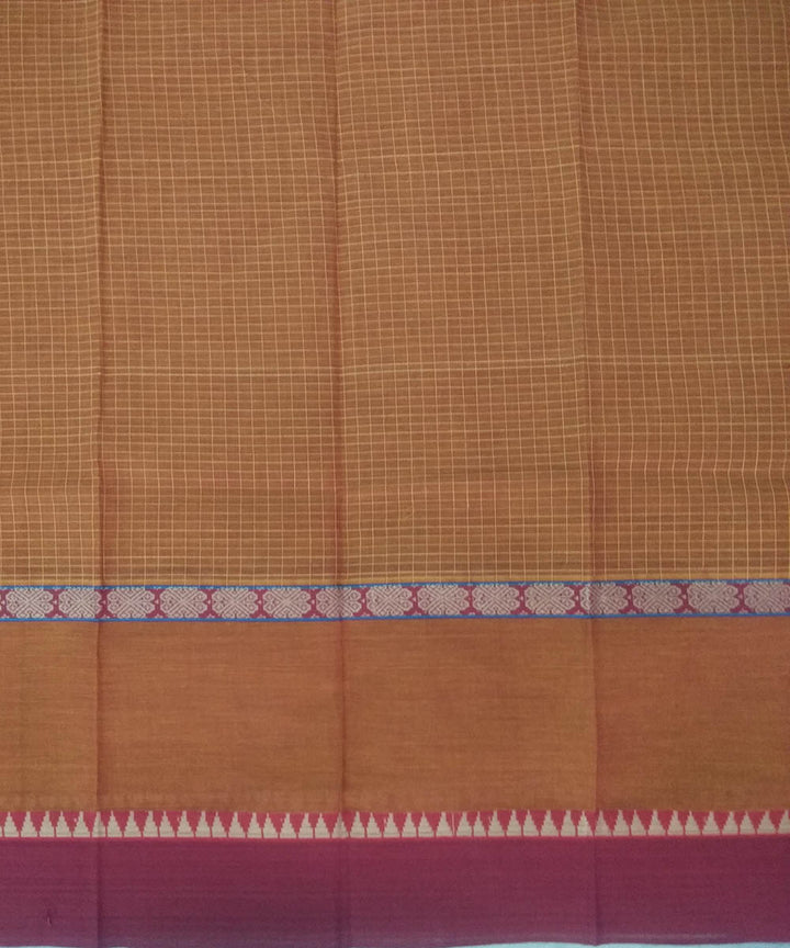 Light brown violet handwoven cotton narayanapet saree